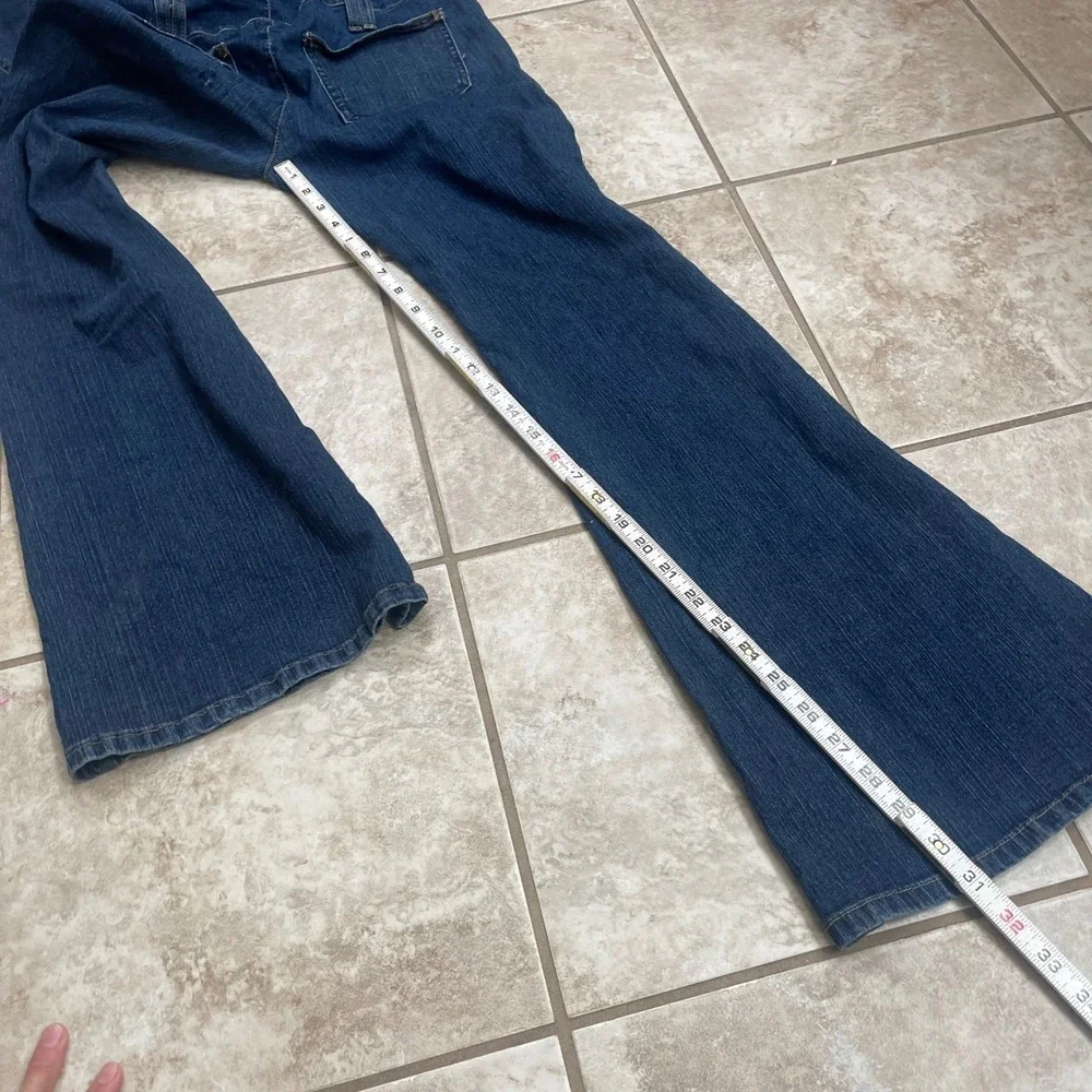 Agua benditA Womens Denim Bell Bottom Jumpsuit  Full Length Sz M-LG? Has repairs